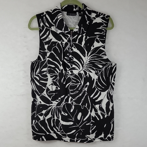 RAFAELLA Monochrome Leaf Print Sleeveless Top XL - Picture 1 of 6